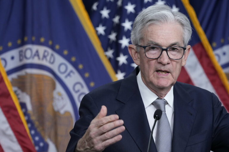 Federal Reserve Chair Jerome Powell speaks during a news conference at the Federal Reserve in Washington, Wednesday, Nov. 1, 2023.