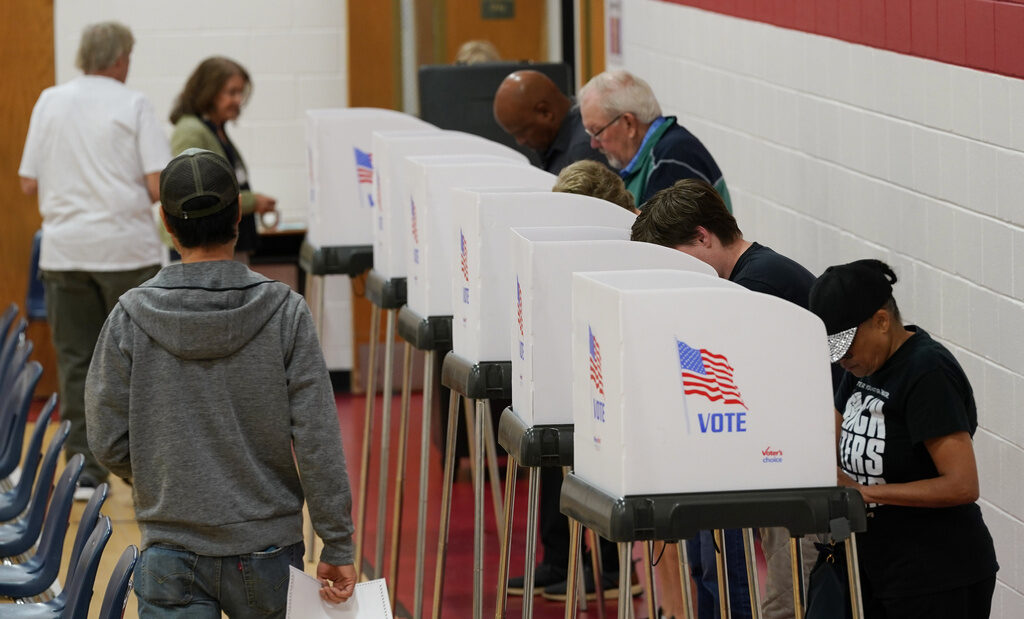 Voters at a polling place in Virginia