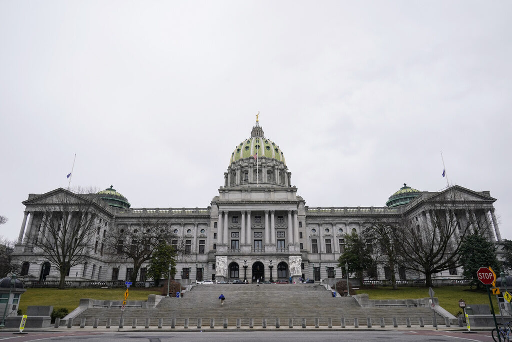 Pensions Pennsylvania The Pa. State Capitol seen from the distance
