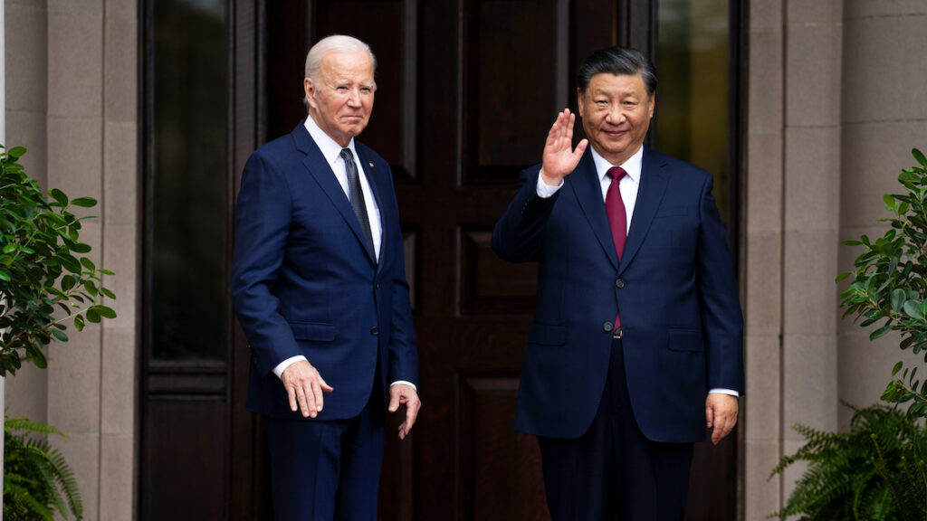 AP23320113056060 (1) President Joe Biden greets China's President President Xi Jinping at the Filoli Estate in Woodside, Calif., Wednesday, Nov, 15, 2023, on the sidelines of the Asia-Pacific Economic Cooperative conference.