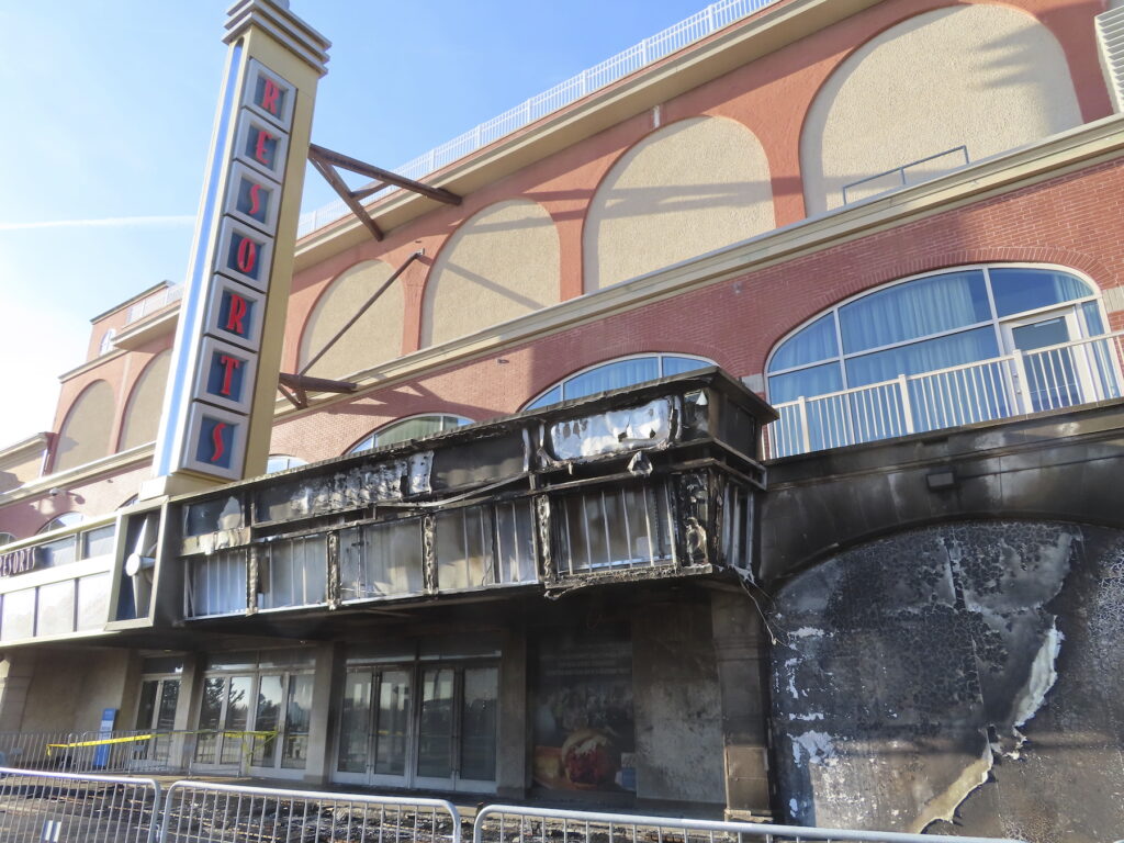 Atlantic City Boardwalk Fire Fire damage at Resorts casino
