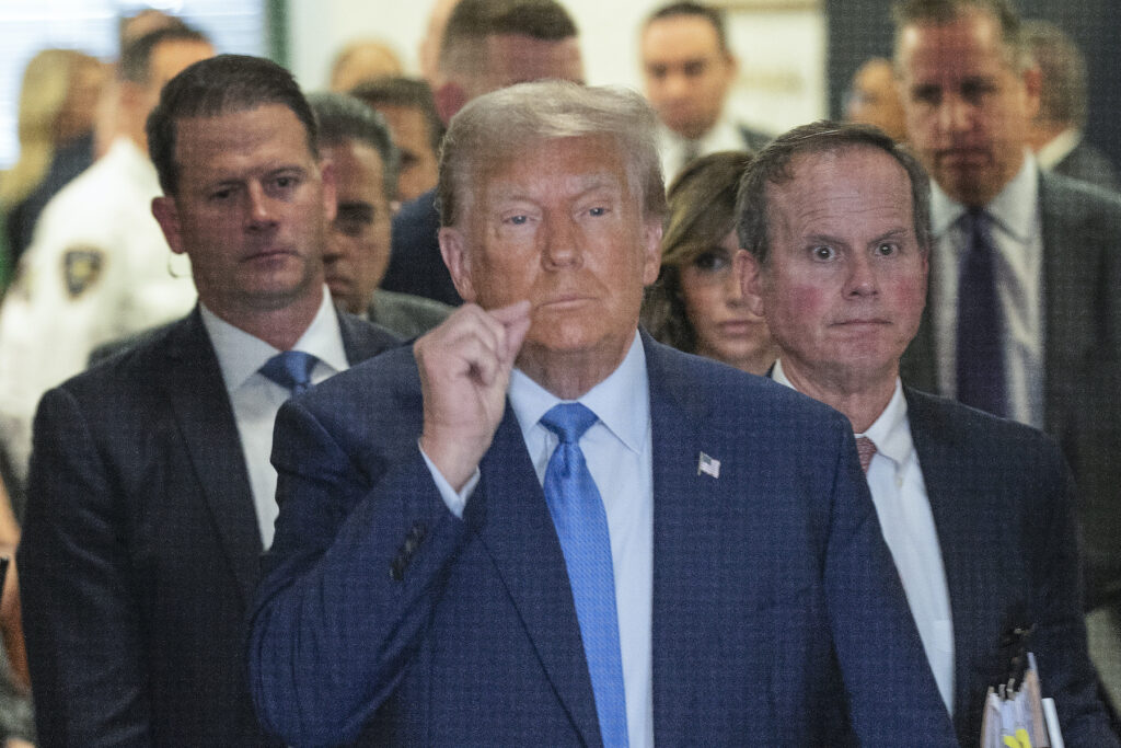 Trump walking into court