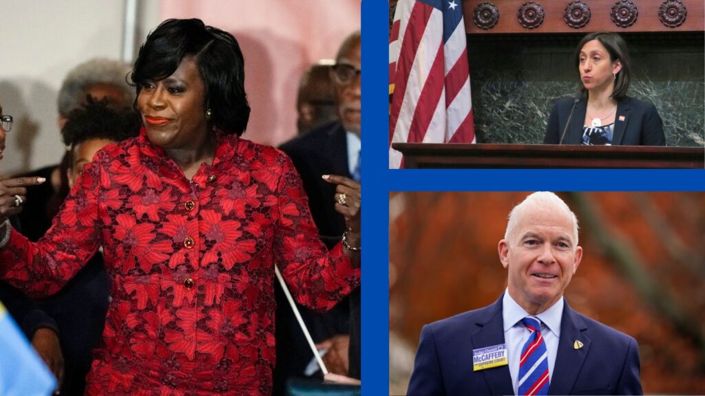 Election 2023 Wrap Picture shows Cherelle Parker, Rue Landau, Dan McCaffery