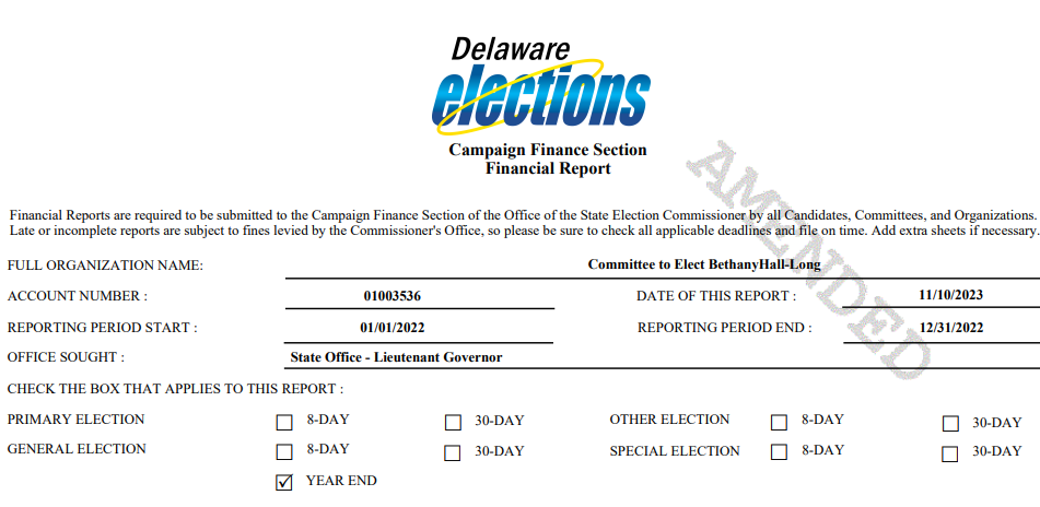 Campaign finance report