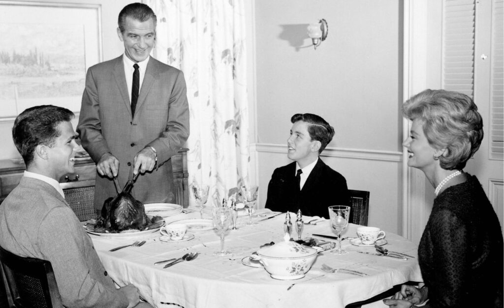 leaveittobeaver The family dinner table in the sitcom Leave it to Beaver. (ABC)