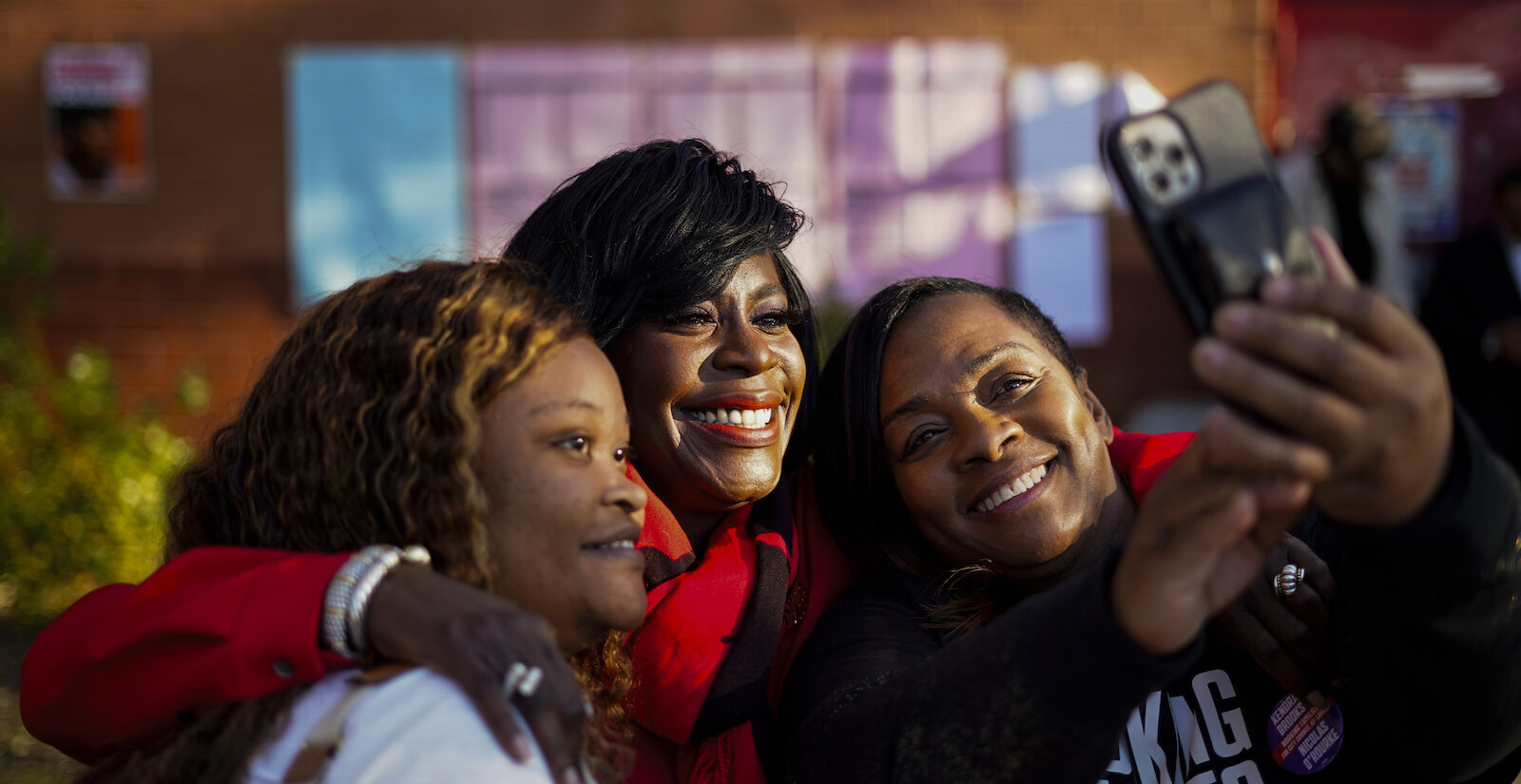 Democratic mayoral candidate Cherelle Parker visits a polling place in Philadelphia