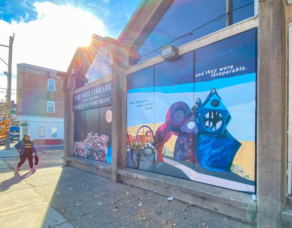 A mural on a library wall