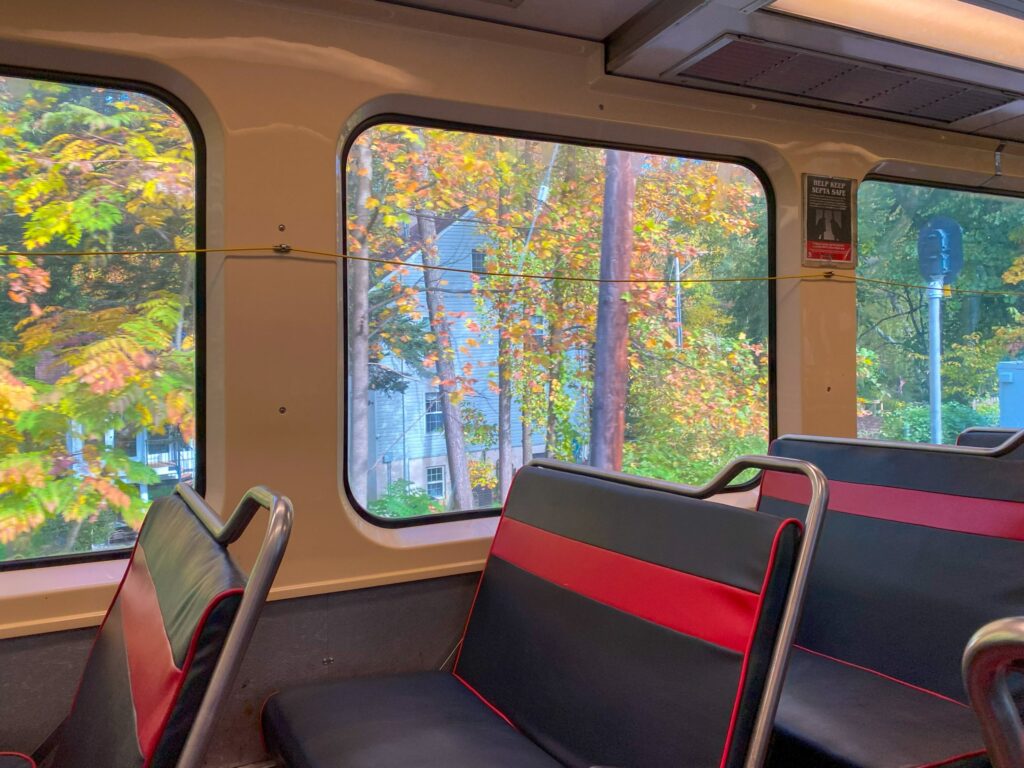 View from the Route 101 trolley. SEPTA can get you to some great fall foliage, if you know what route to take.