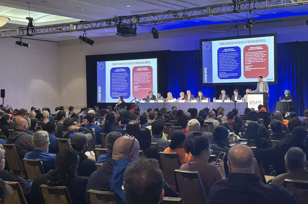 sixers-community-meeting-JL-111723 76 DevCo presents to a large audience at the Sheraton Center City.