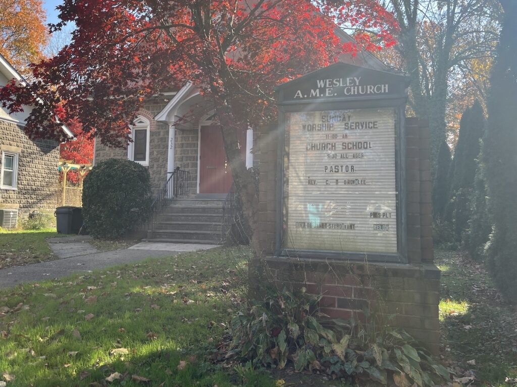 The exterior of the Wesley AME Church
