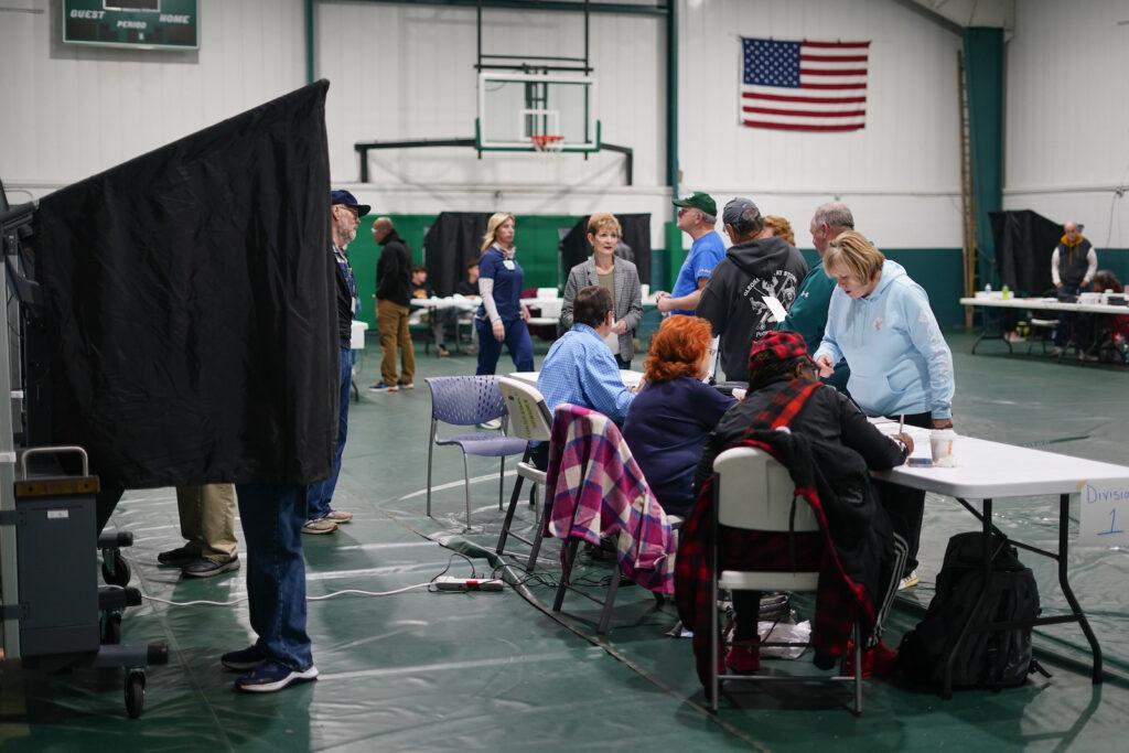Election 2023 Pennsylvania Voters check in at their polling place before casting their ballots on election day in Philadelphia, Tuesday, Nov. 7, 2023.
