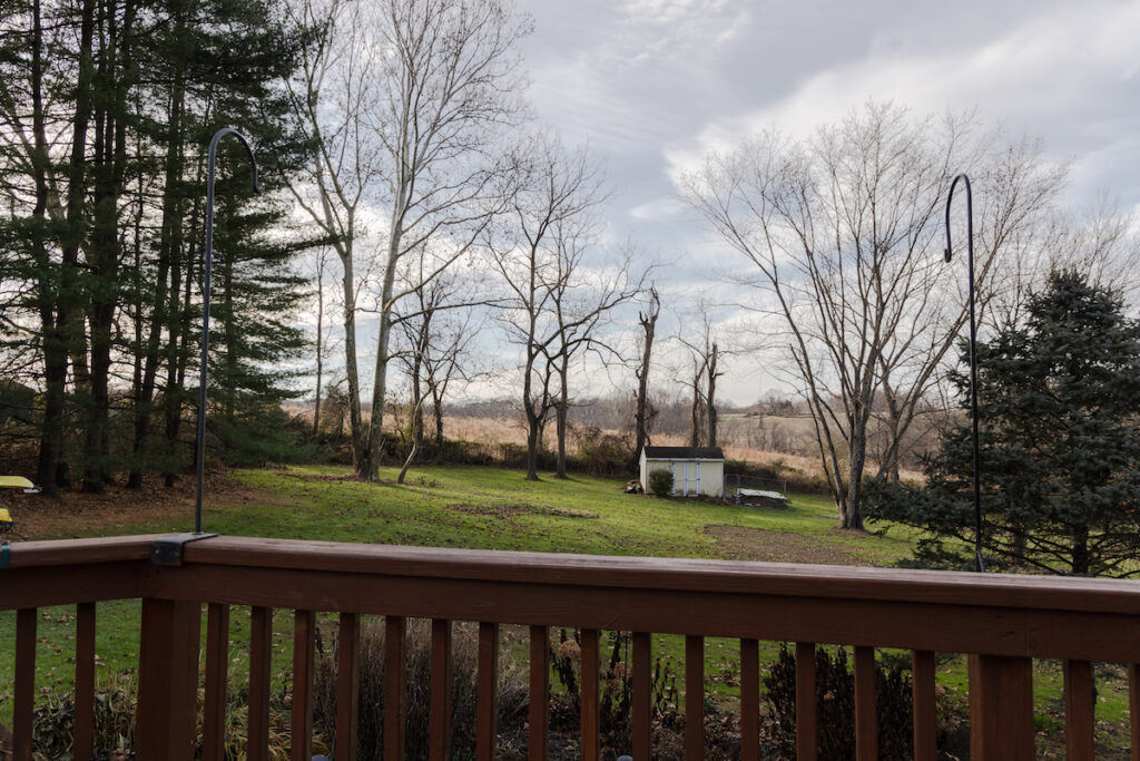 The Big Elk Creek State Park is visible beyond a porch and backyard.