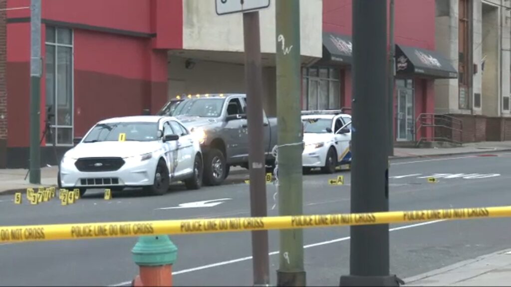 The scene of a shooting that left two Philadelphia police officers wounded on Dec. 10, 2023. (6abc)