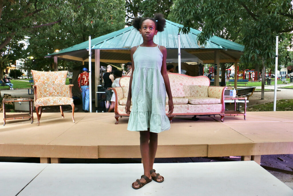 London DeShields performing during the play 'Zooman and the sign'