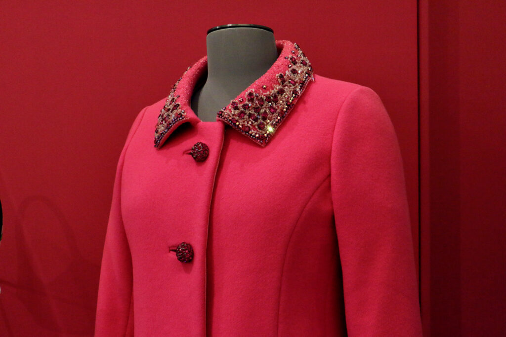 2023 11 10-philadelphia science history institute-bold history of dyeing hot pink hot pink miniskirt suit
