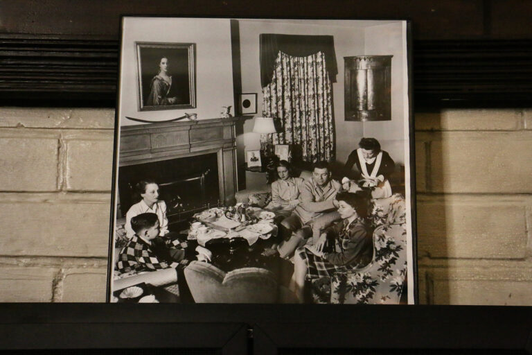 A photograph shows Oscar Hammerstein with his family at Highland Farm.