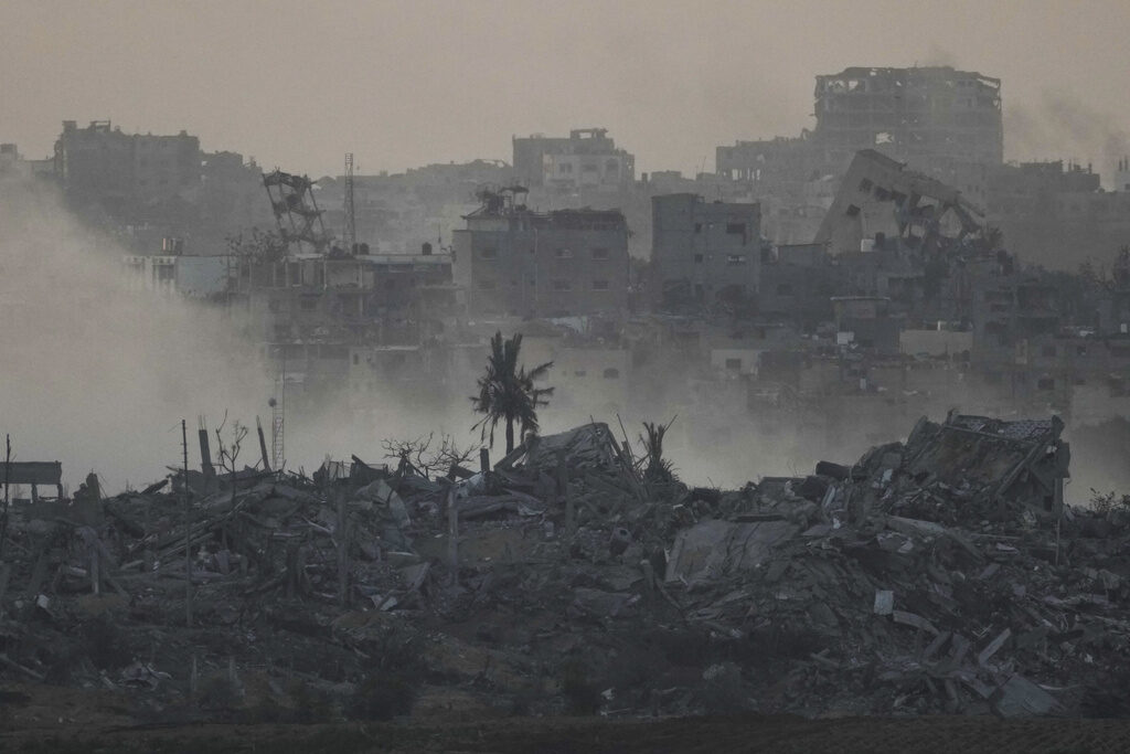 Israel Palestinians Smoke rises after an Israeli bombardment in Gaza