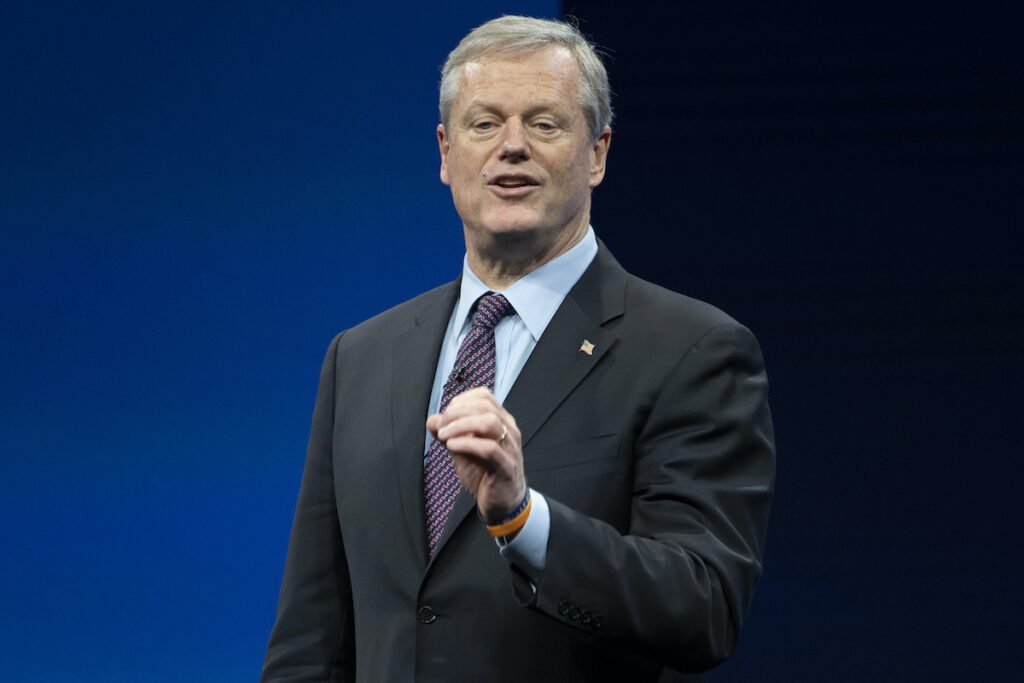 NCAA-Compensating Athletes NCAA president Charlie Baker speaks during the NCAA Convention, Thursday, Jan. 12, 2023, in San Antonio. Baker wants to create a new tier of Division I where athlete can be paid by schools. The new subdivision for schools with the most athletic resources could offer unlimited educational benefits, enter into name, image and likeness partnerships with athletes and compensate them through a trust fund.