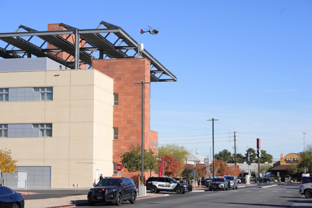 Campus Shooting Las Vegas Las Vegas Metro Police respond to a shooting reported on the University of Nevada, Las Vegas, campus, Wednesday, Dec. 6, 2023, in Las Vegas.