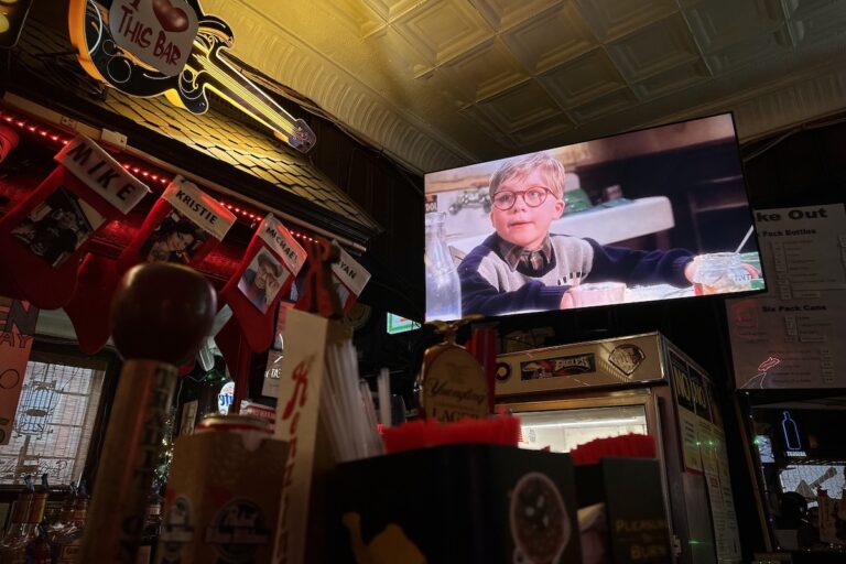Christmas movies will be playing up till the Eagles' kickoff later in the afternoon. (Ali Mohsen/Billy Penn)