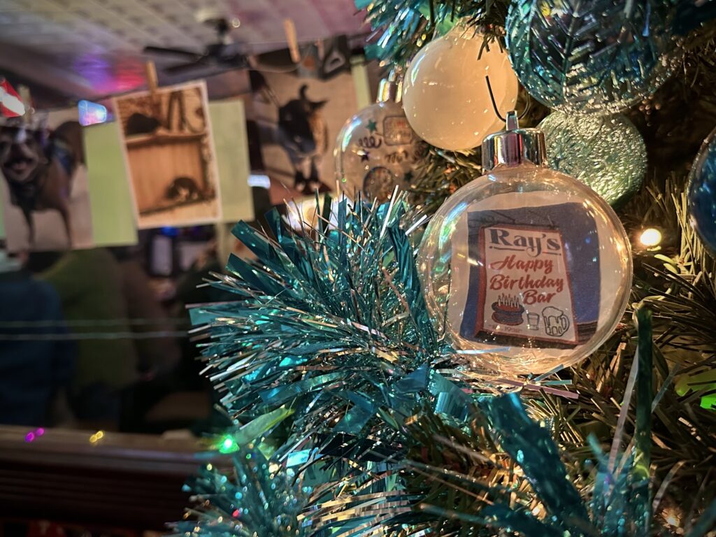Customized ornaments decorate the Christmas tree at Ray_s Customized ornaments decorate the Christmas tree at Ray's. (Ali Mohsen/Billy Penn)