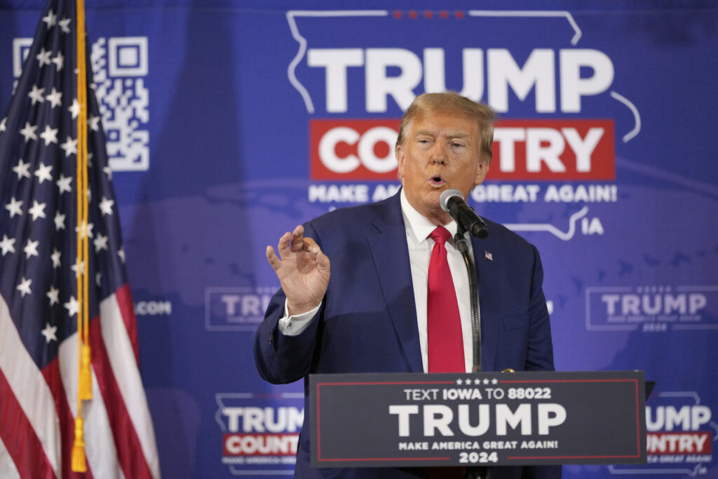 US Eleições 2023 Trump Votação Donald Trump speaks during a rally on Dec. 2, 2023.