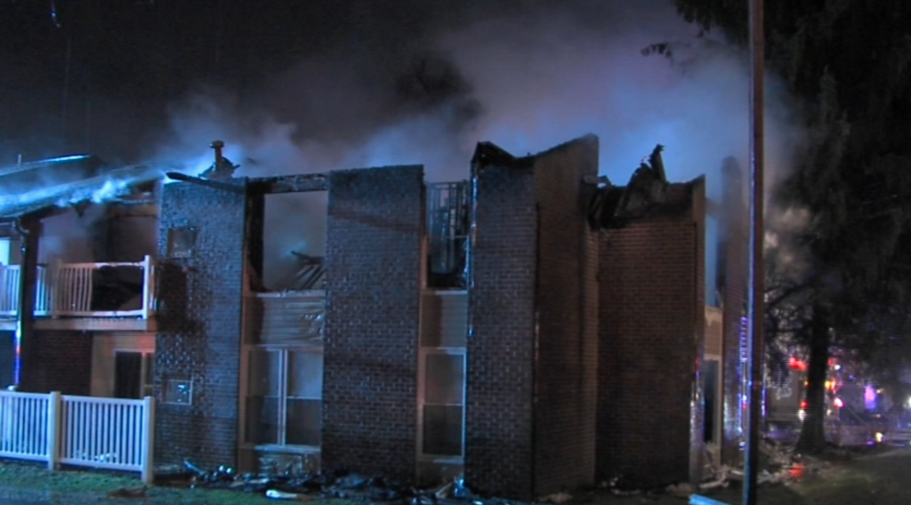 edgewater-park-manor-apt-fire-wpvi-122823 Smoke is seen coming from Edgewater Manor Apartments