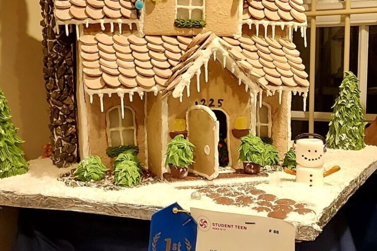 A decorated gingerbread house