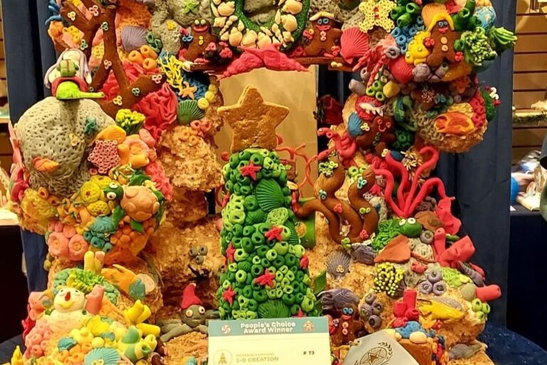 A decorated gingerbread house