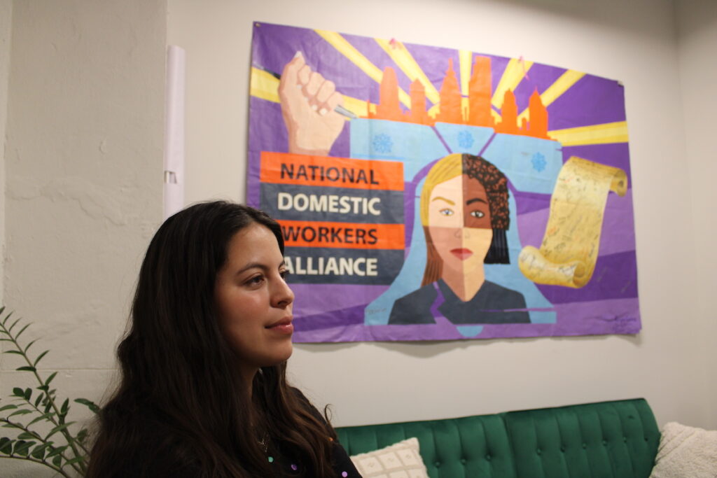 philly-worker-retaliation-legislative-proposal-12 Aurora Muñoz, organizing manager of the Pennsylvania chapter of the National Domestic Workers Alliance, says a proposal for new anti-retaliation legislation is critical for ensuring labor protections for workers throughout Philadelphia.