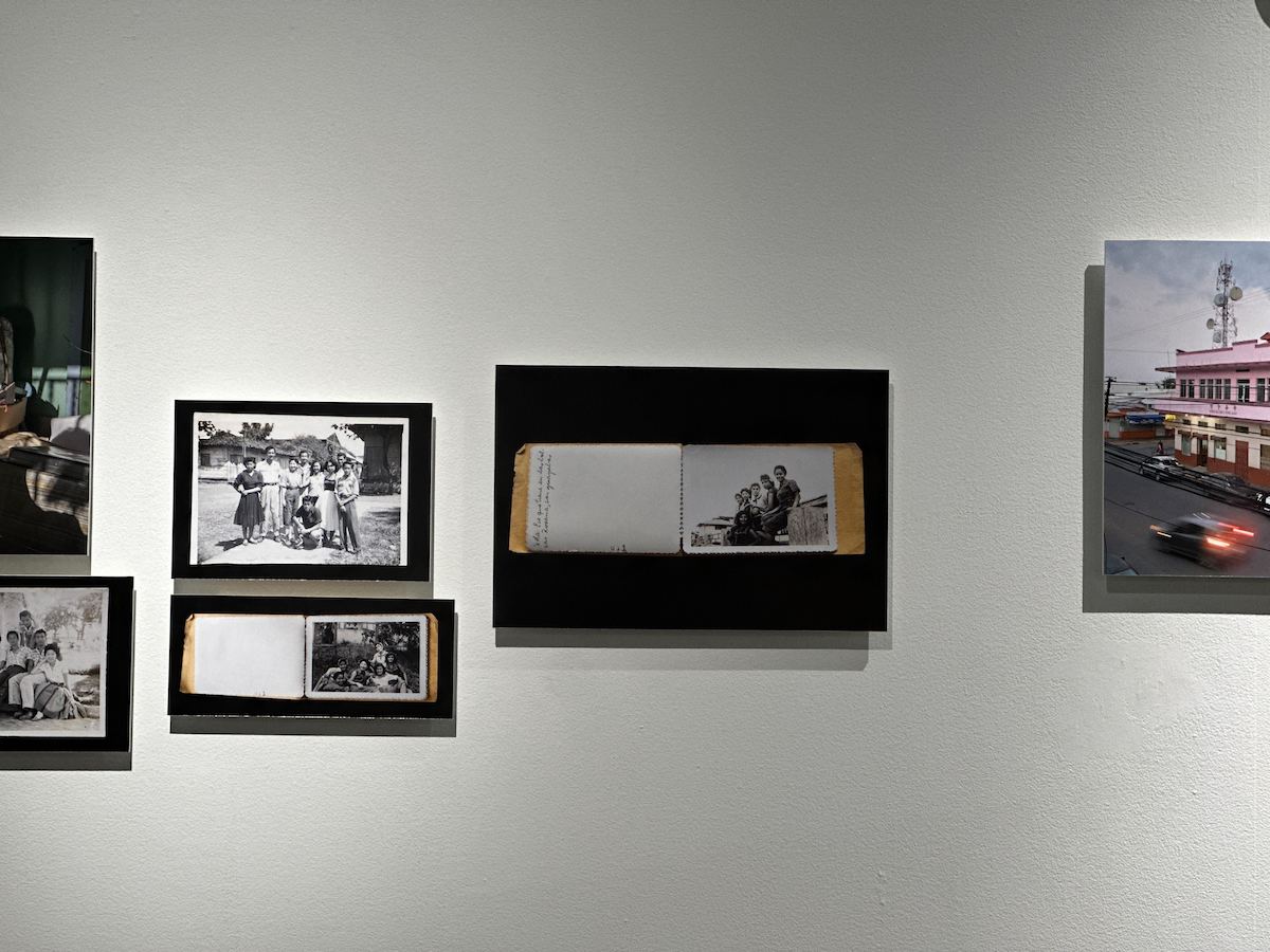 Photos displayed on a wall