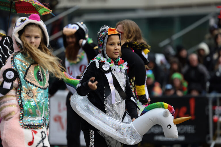 Mummers are seen during a parade