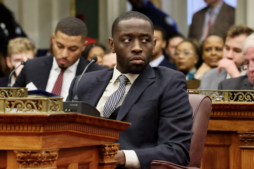 Philadelphia City Councilmember Isaiah Thomas. (Emma Lee/WHYY) Philadelphia City Councilmember Isaiah Thomas in City Council chambers