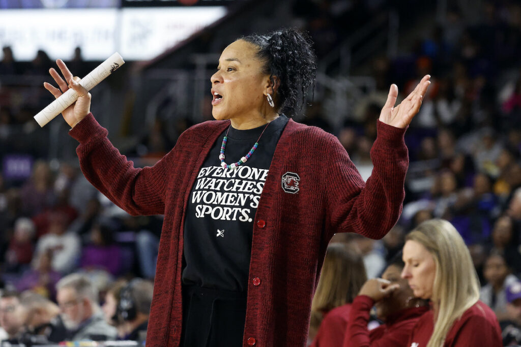 South Carolina E Carolina Basketball South Carolina head coach Dawn Staley coaches from the sideline against East Carolina during the second half of an NCAA college basketball game, Saturday, Dec. 30, 2023, in Greenville, N.C.
