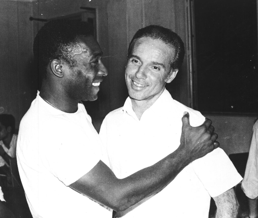Brazil Obit Mario Zagallo Brazil's soccer star Pele (left) embraces Mario Zagallo after the latter's appointment as coach of the Brazilian national soccer team, in Rio De Janeiro, Brazil, in March 1970. Zagallo, who reached the World Cup final a record five times, winning four, as a player and then a coach with Brazil, has died. He was 92.