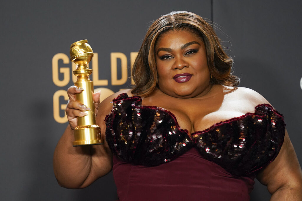 Da’Vine Joy Randolph Da'Vine Joy Randolph poses in the press room with the award for best performance by an actress in a supporting role in any motion picture for ''The Holdovers'' at the 81st Golden Globe Awards on Sunday, Jan. 7, 2024, at the Beverly Hilton in Beverly Hills, Calif.