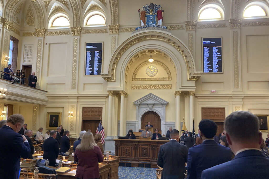 New Jersey's Democrat-led Assembly comes into session on the final day of the current term, Monday, Jan. 8, 2024, in Trenton, N.J. Among the dozens of bills lawmakers are set to consider on Monday is a bill that will raise their pay from $49,000 to $82,000 a year, along with increases for the governor and other senior state officials. If enacted, the raises won't go into effect until 2026. (AP Photo/Mike Catalini)