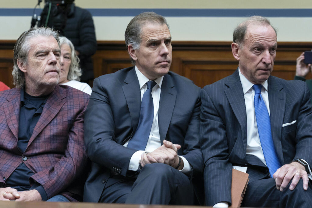 Hunter Biden Hunter Biden, President Joe Biden's son (center) accompanied by his attorney Abbe Lowell (right) sit in the front row at a House Oversight Committee hearing as Republicans are taking the first step toward holding him in contempt of Congress, Wednesday, Jan. 10, 2024, on Capitol Hill in Washington.