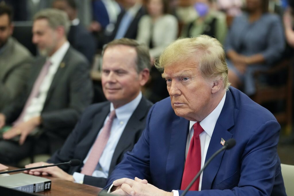 Donald Trump Former President Donald Trump sits in the courtroom before the start of closing arguments in his civil business fraud trial at New York Supreme Court, Thursday, Jan. 11, 2024, in New York.