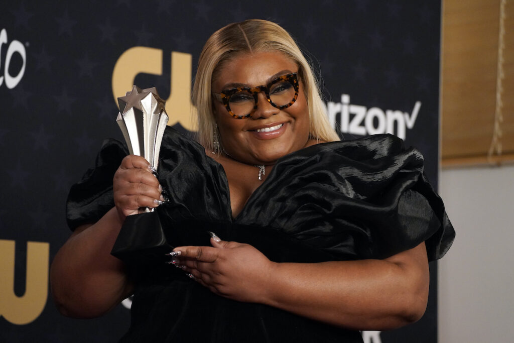 Da’Vine Joy Randolph Da'Vine Joy Randolph poses in the press room with the award for best supporting actress for ''The Holdovers'' during the 29th Critics Choice Awards on Sunday, Jan. 14, 2024, at the Barker Hangar in Santa Monica, Calif.