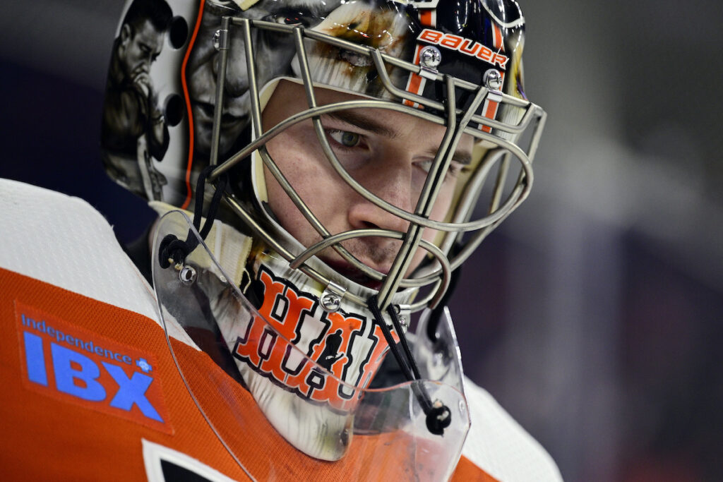 Carter Hart Philadelphia Flyers' goaltender Carter Hart in action during an NHL hockey game against the Colorado Avalanche, Saturday, Jan. 20, 2024, in Philadelphia.