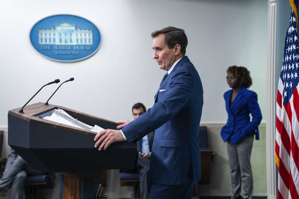 National Security Council spokesman John Kirby speaks during a press briefing at the White House, Wednesday, Jan. 31, 2024, in Washington.