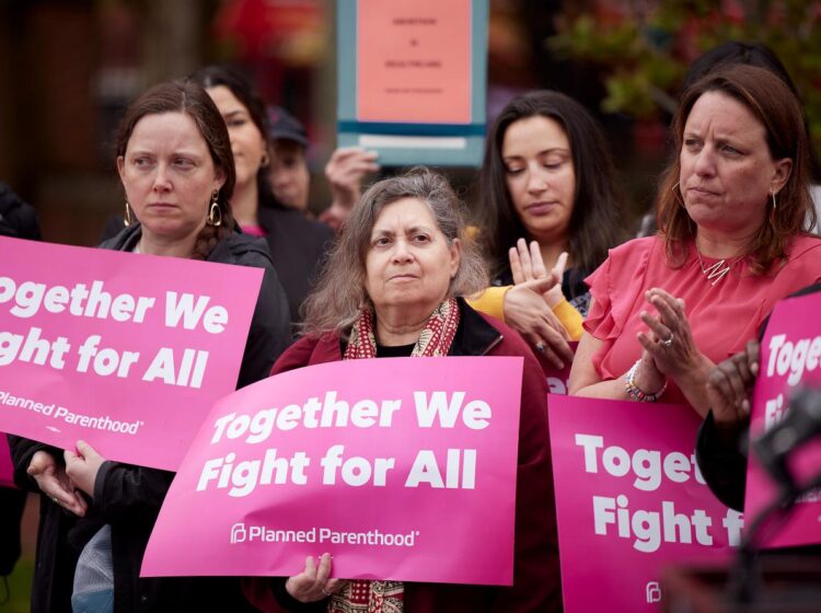 Public officials and members of Planned Parenthood at a 2022 press conference