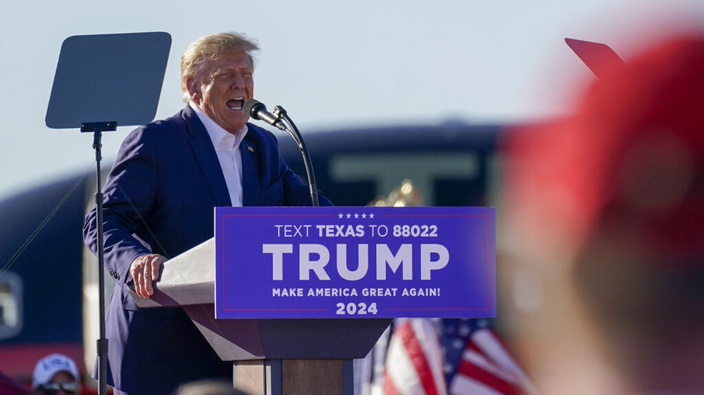 Trump speaking at a rally