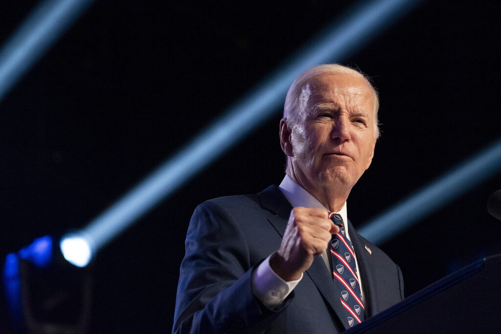 APTOPIX Election 2024 Biden President Joe Biden speaks at a campaign event