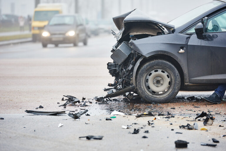 car crash accident on street,