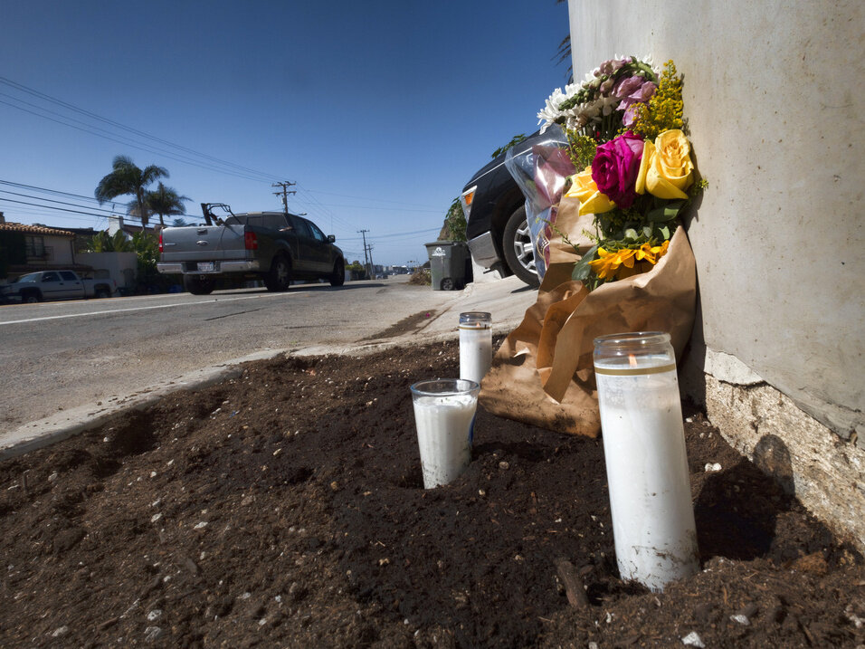 Deadly Malibu Crash An upclose view of a memorial on the side of the road