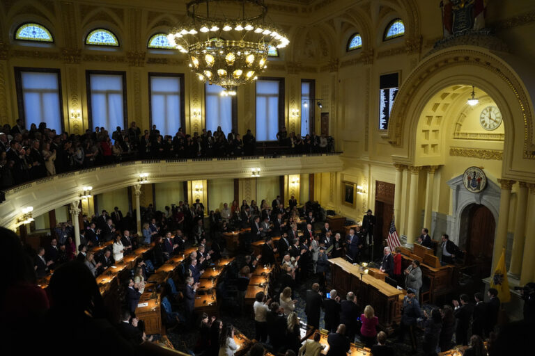 An aerial view of the N.J. Legislature chambers in the state house.