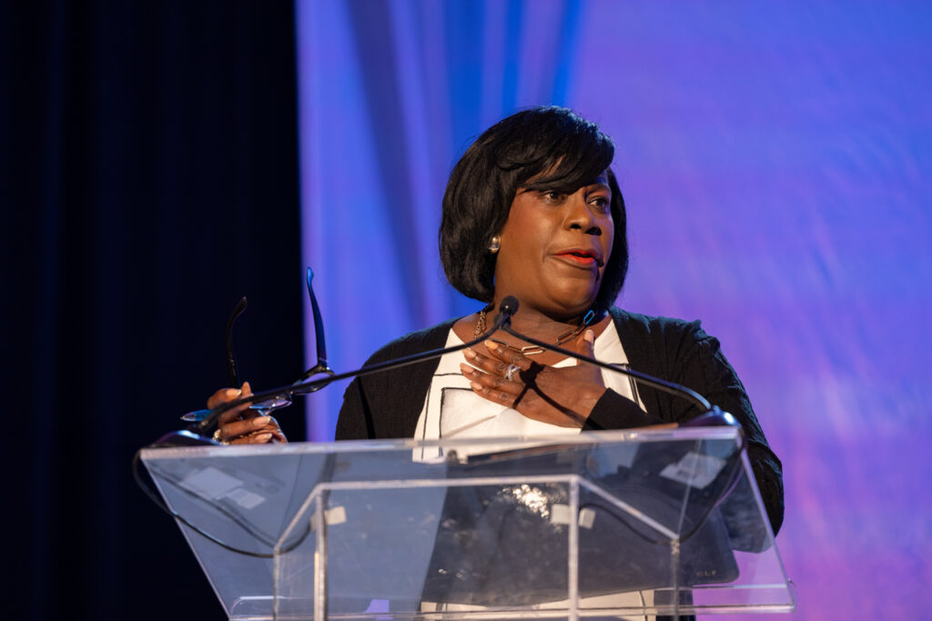 02 09 2024 k paynter reduced size mayor parker power rising conference-3 Cherelle Parker speaking at a podium