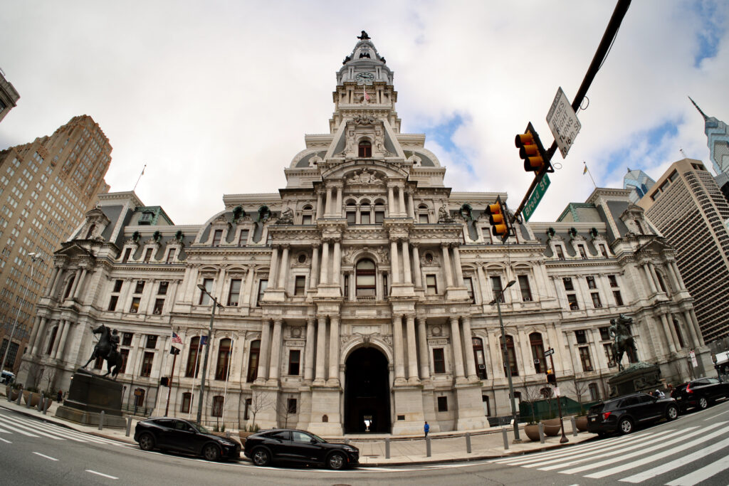 North Broad Street side of Philadelphia City Hall. (Emma Lee/WHYY) Philadelphia City Hall